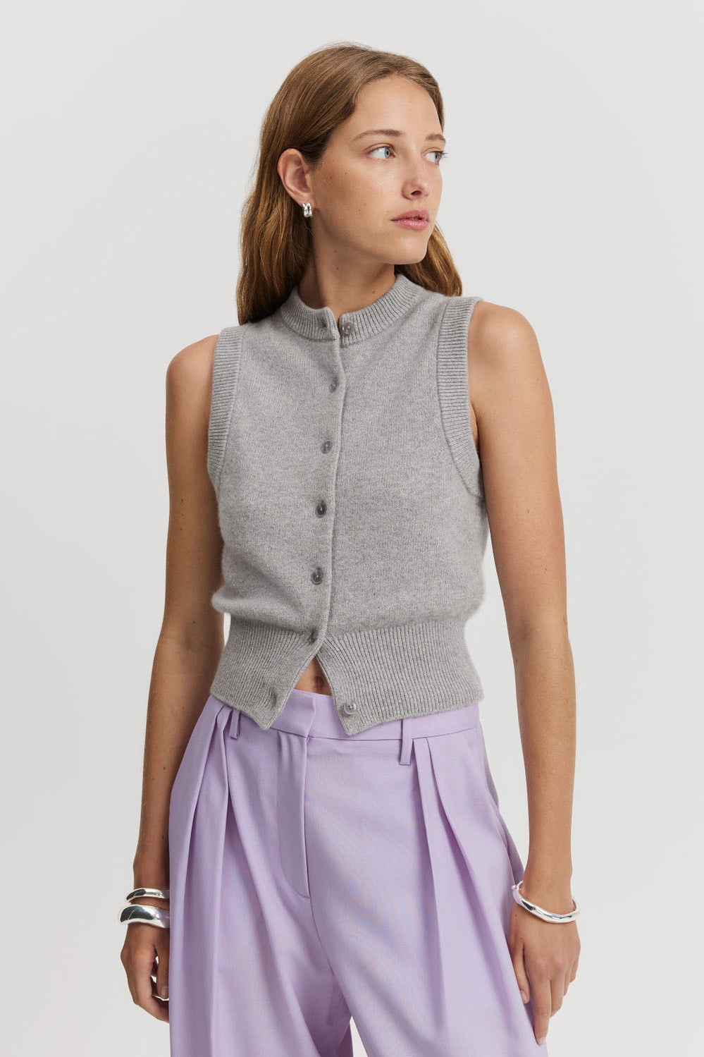 Cashmere Blend Button Knit Vest
