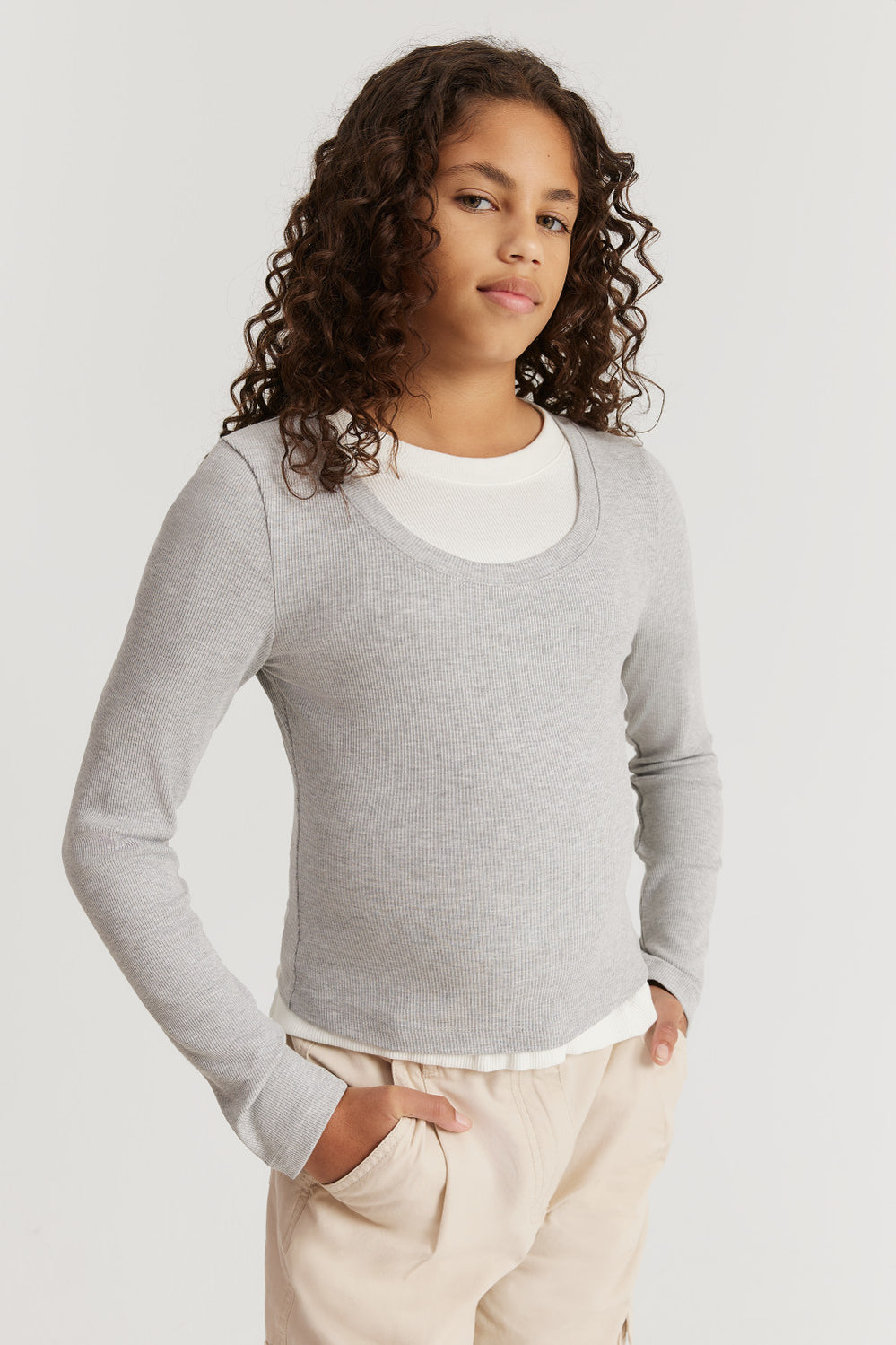 Teen Rib Crop Long Sleeve T-Shirt