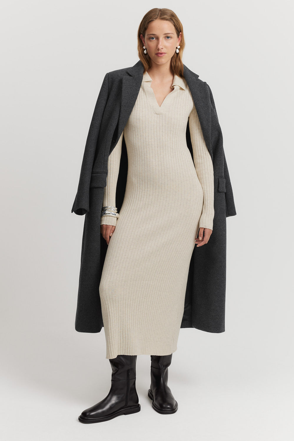 Cotton Blend Polo Knit Dress