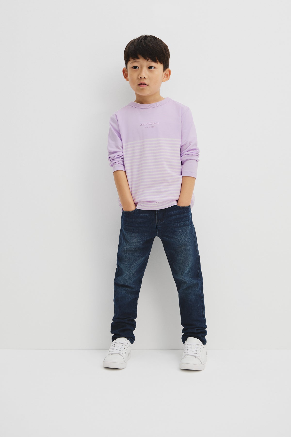 Cotton Modern Logo Stripe T-Shirt