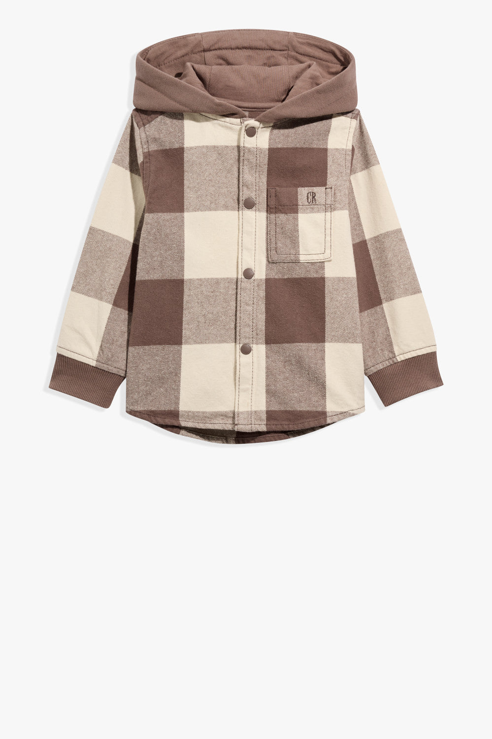 Cotton Check Hooded Shirt