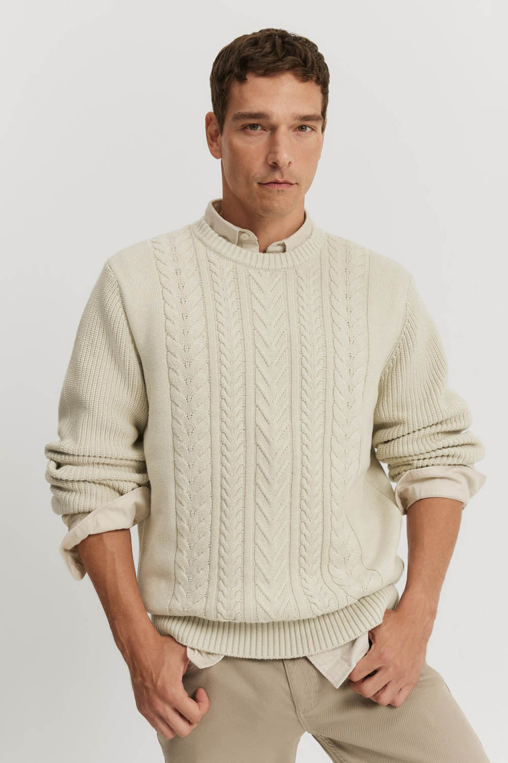Cotton Cable Crew Knit