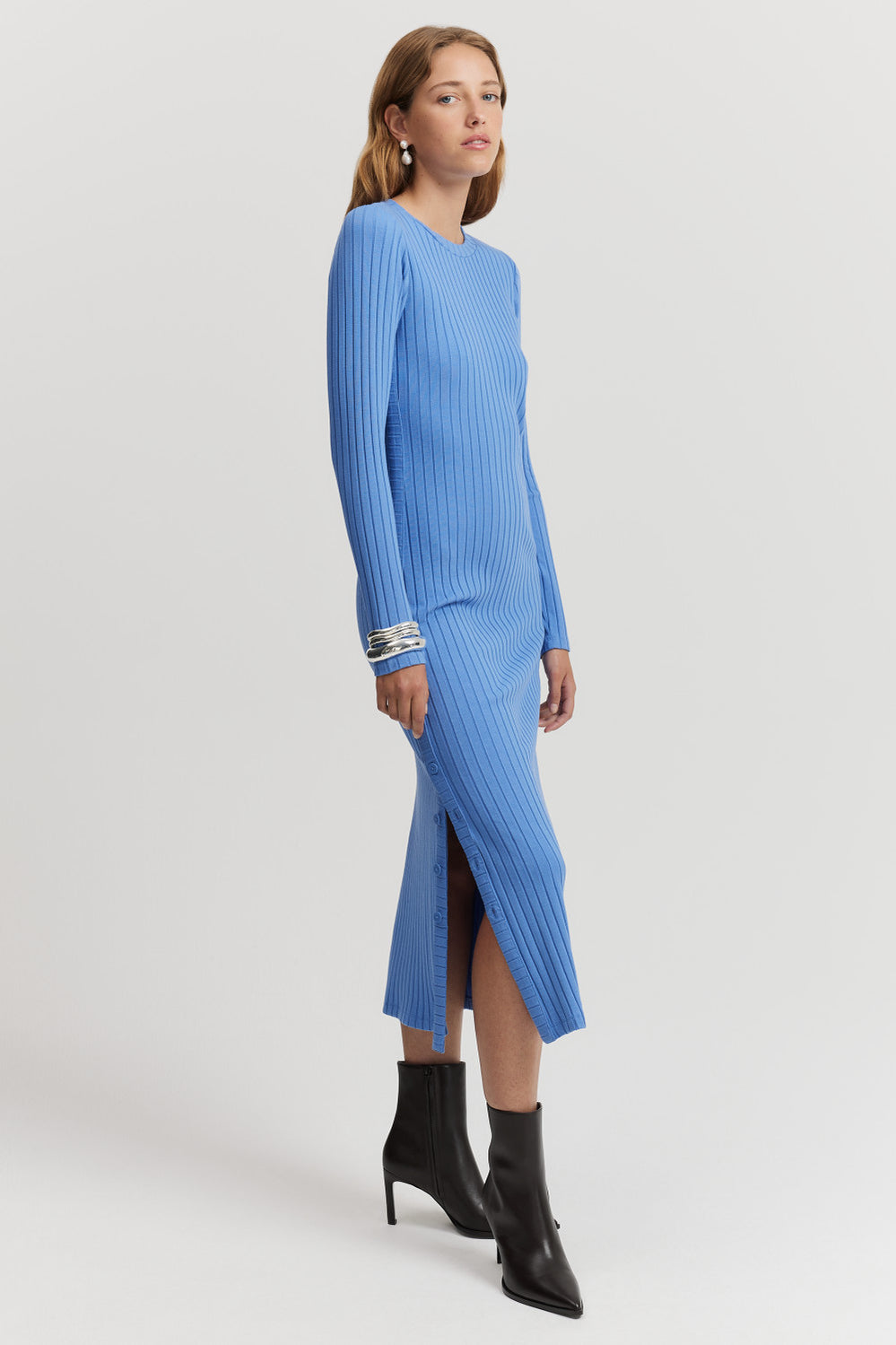Button Detail Rib Dress