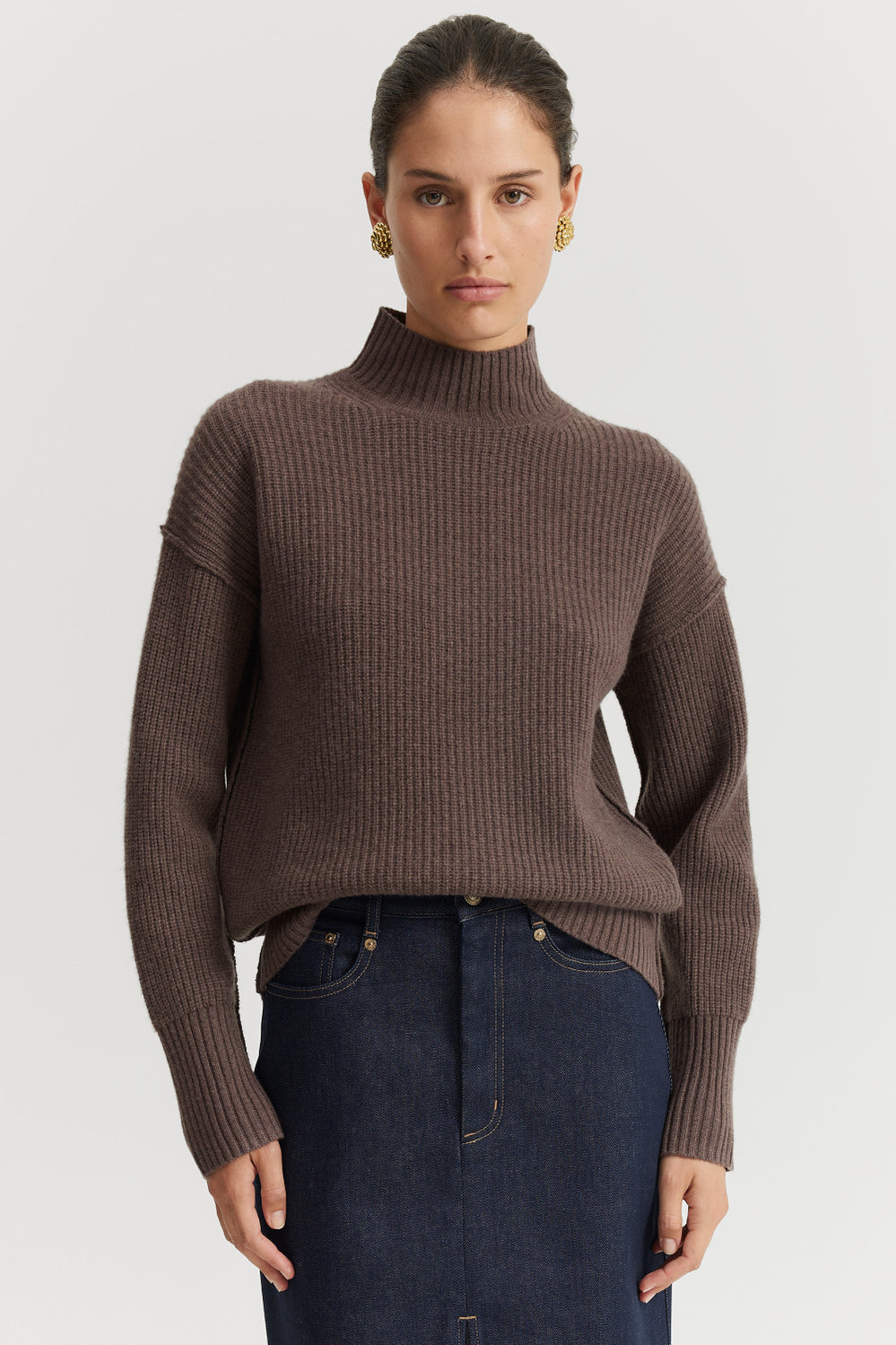 Merino Wool Funnel Neck Knit