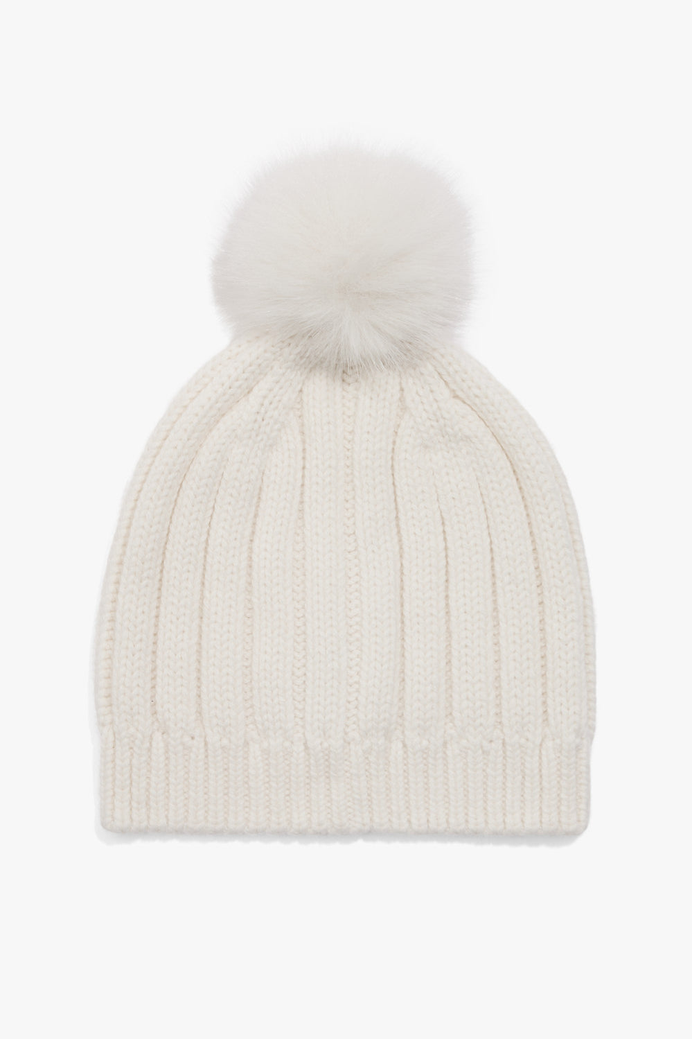 Cotton Blend Pom Pom Rib Beanie