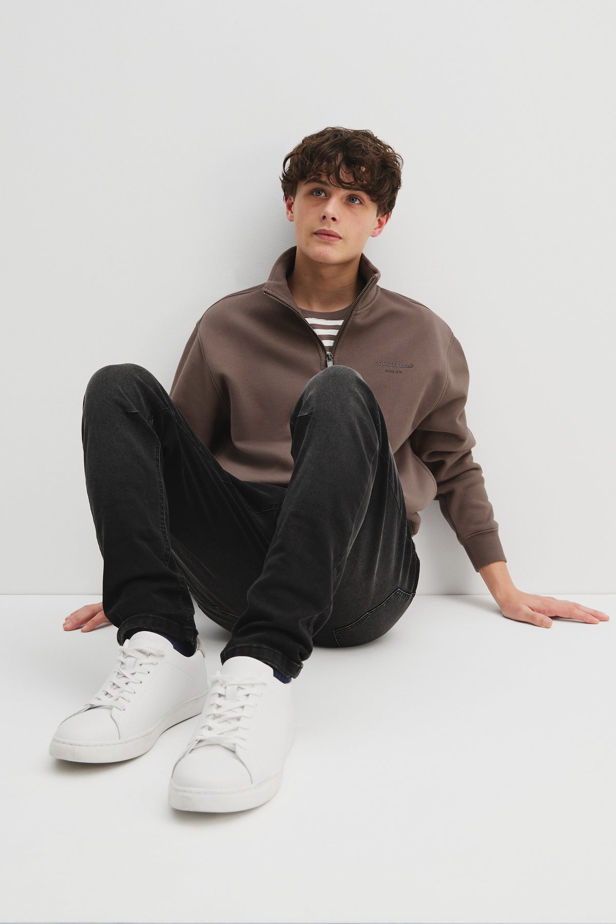 Teen Cotton Blend Modern Logo Half Zip Sweat