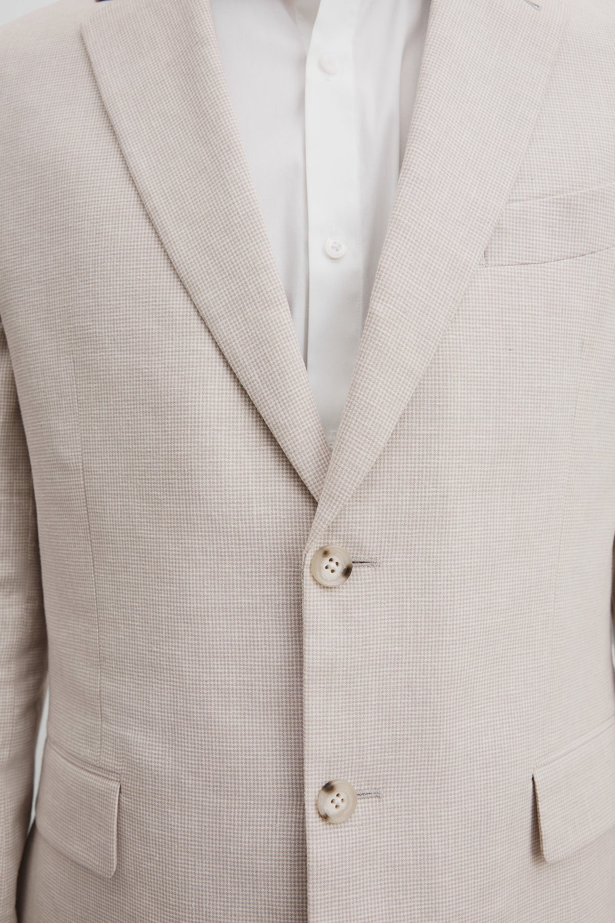 Regular Fit Linen Cotton Puppytooth Jacket