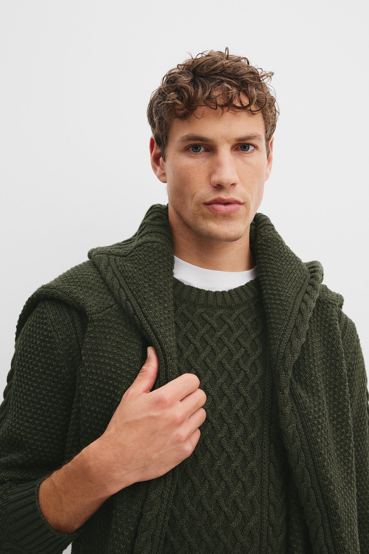 Cotton Cable Crew Knit