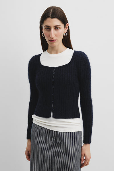 Scoop Neck Knit Cardigan
