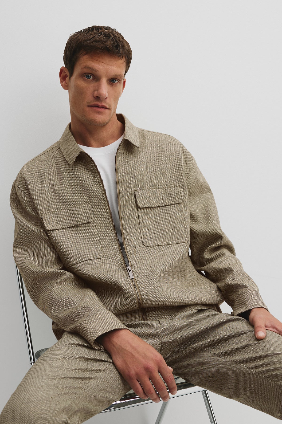 Textured Stretch Overshirt