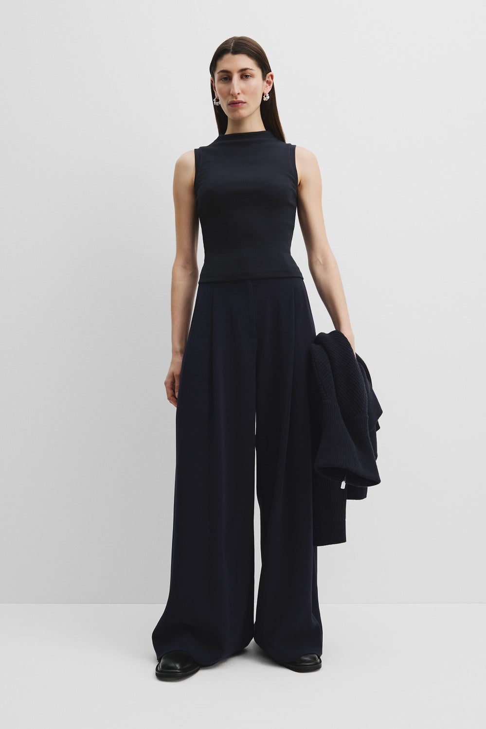 Australian Cotton Blend Mock Neck Rib Tank