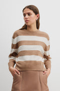 Cotton Linen Crop Stripe Knit