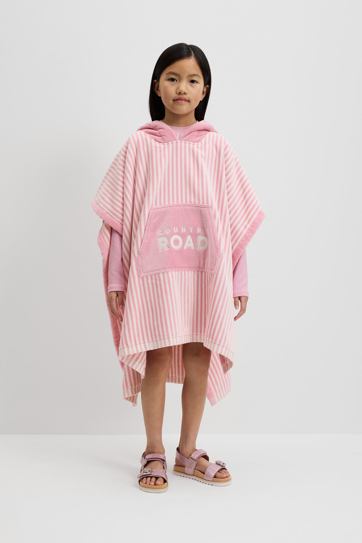 Cotton Stripe Logo Poncho