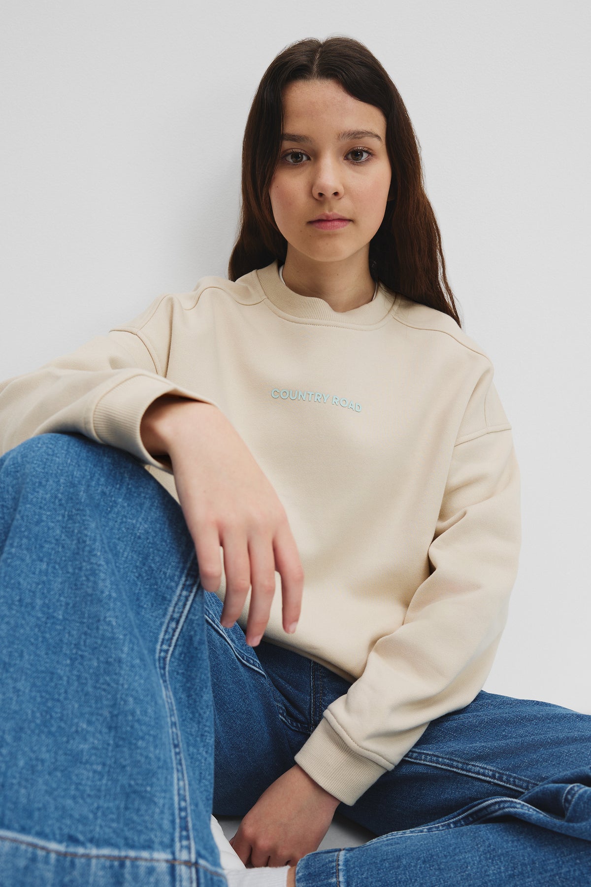 Teen Cotton Blend Longline Logo Sweat