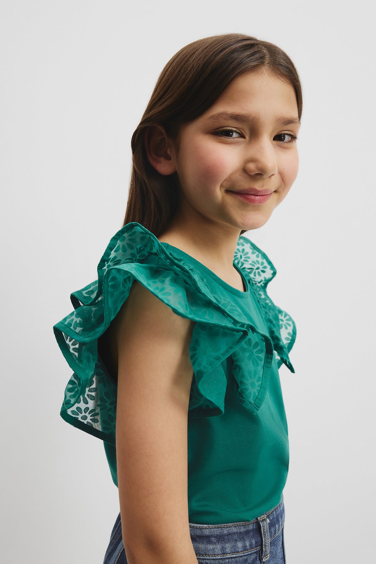 Organically Grown Cotton Frill Sleeve T-Shirt