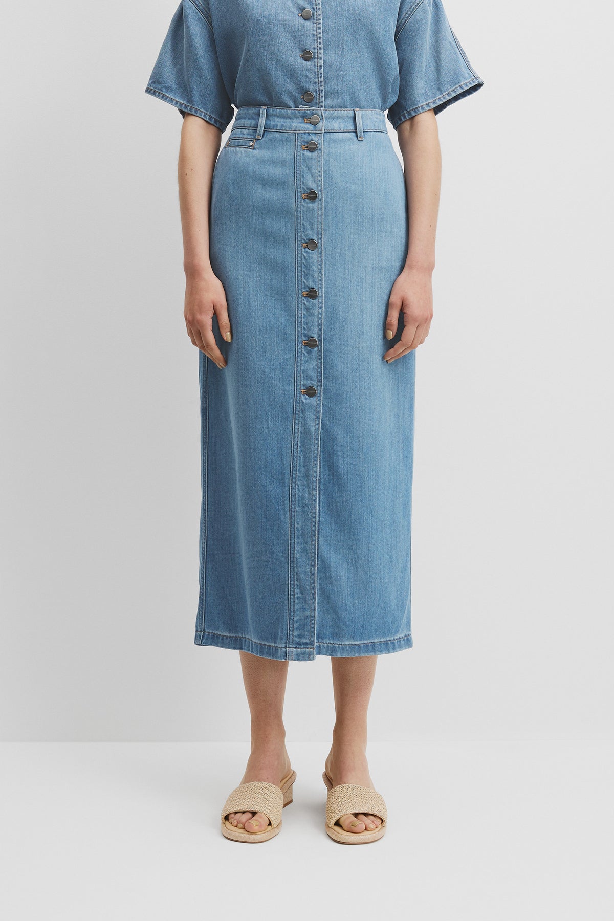 Soft Denim Maxi Skirt