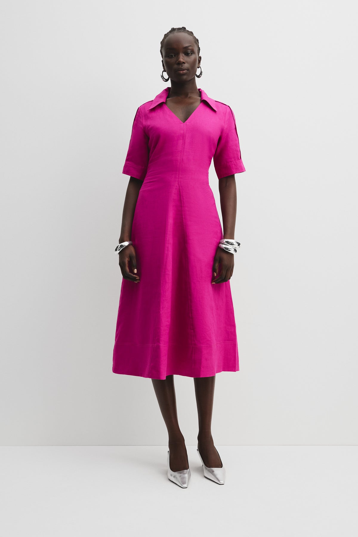V-Neck Midi Dress