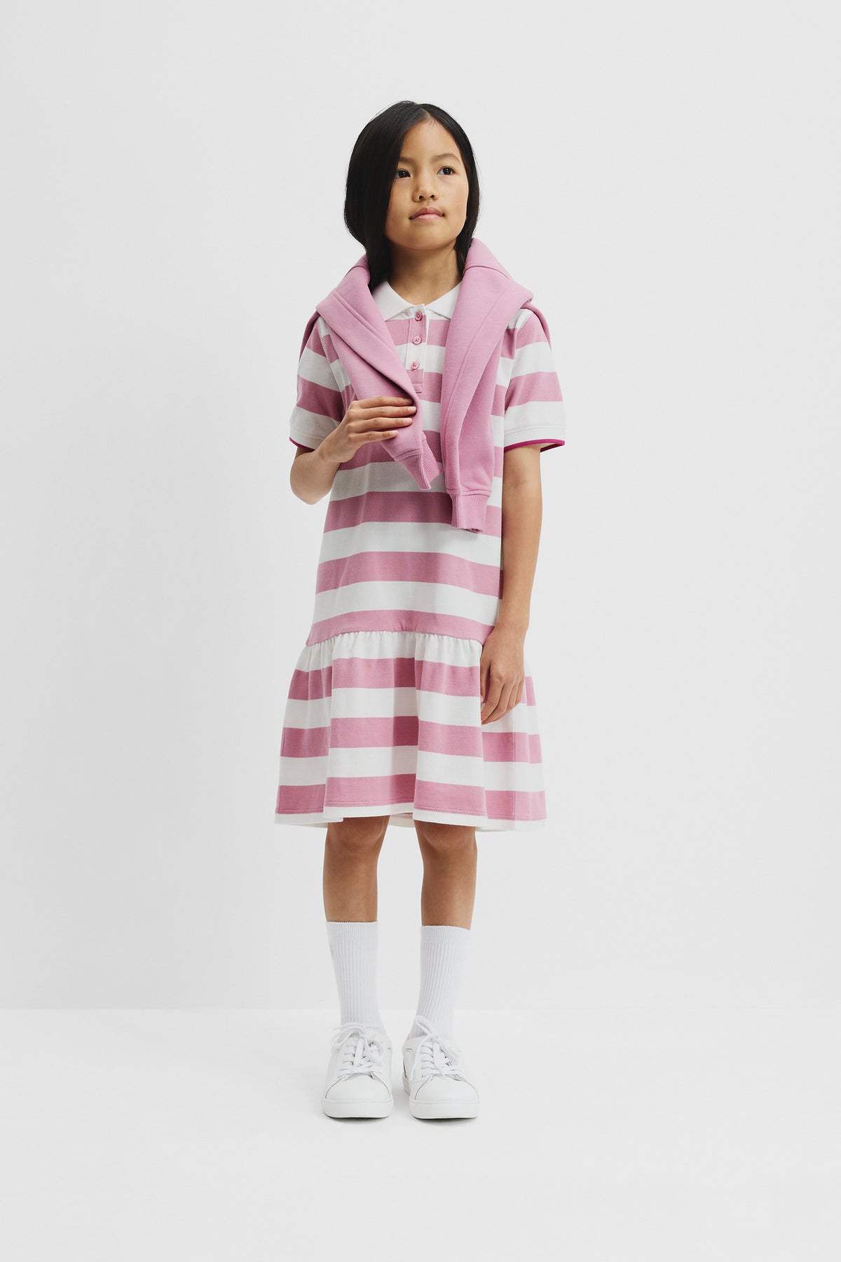 Cotton Stripe Polo T-Shirt Dress