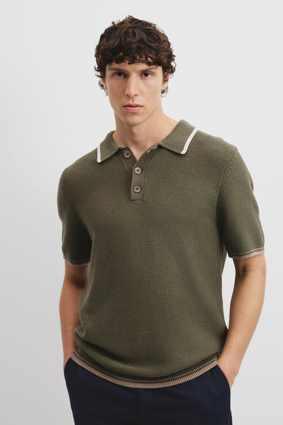 Cotton Linen Tipped Textured Polo