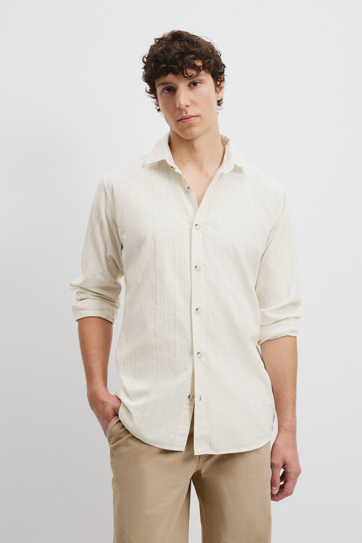 Relaxed Fit Textured Cotton Shirt