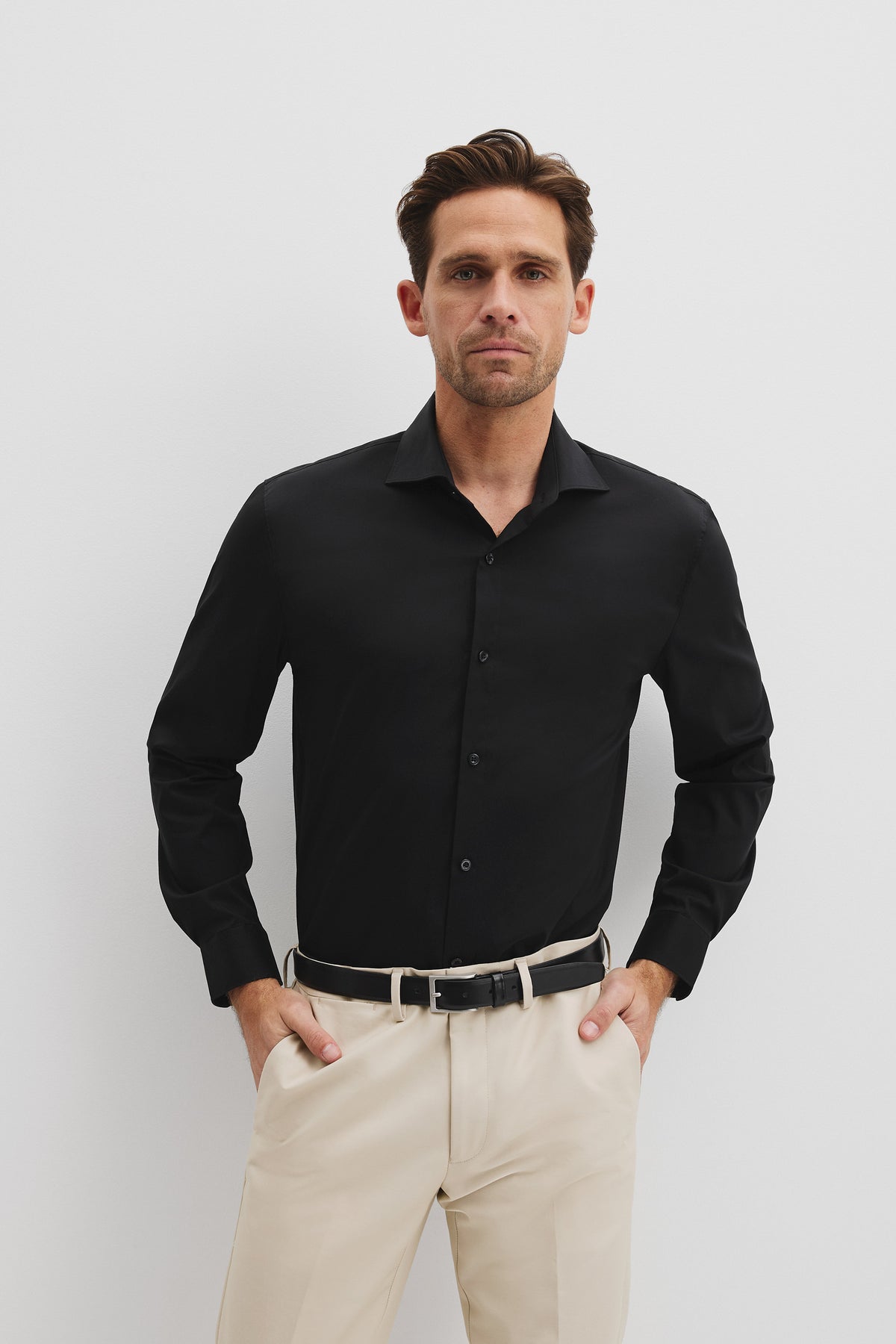 Tailored Fit Cotton Blend Stretch Shirt