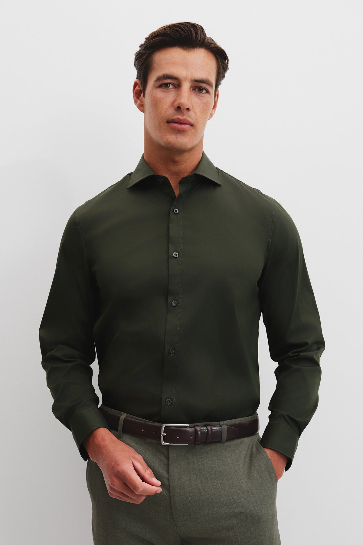 Tailored Fit Cotton Blend Stretch Shirt