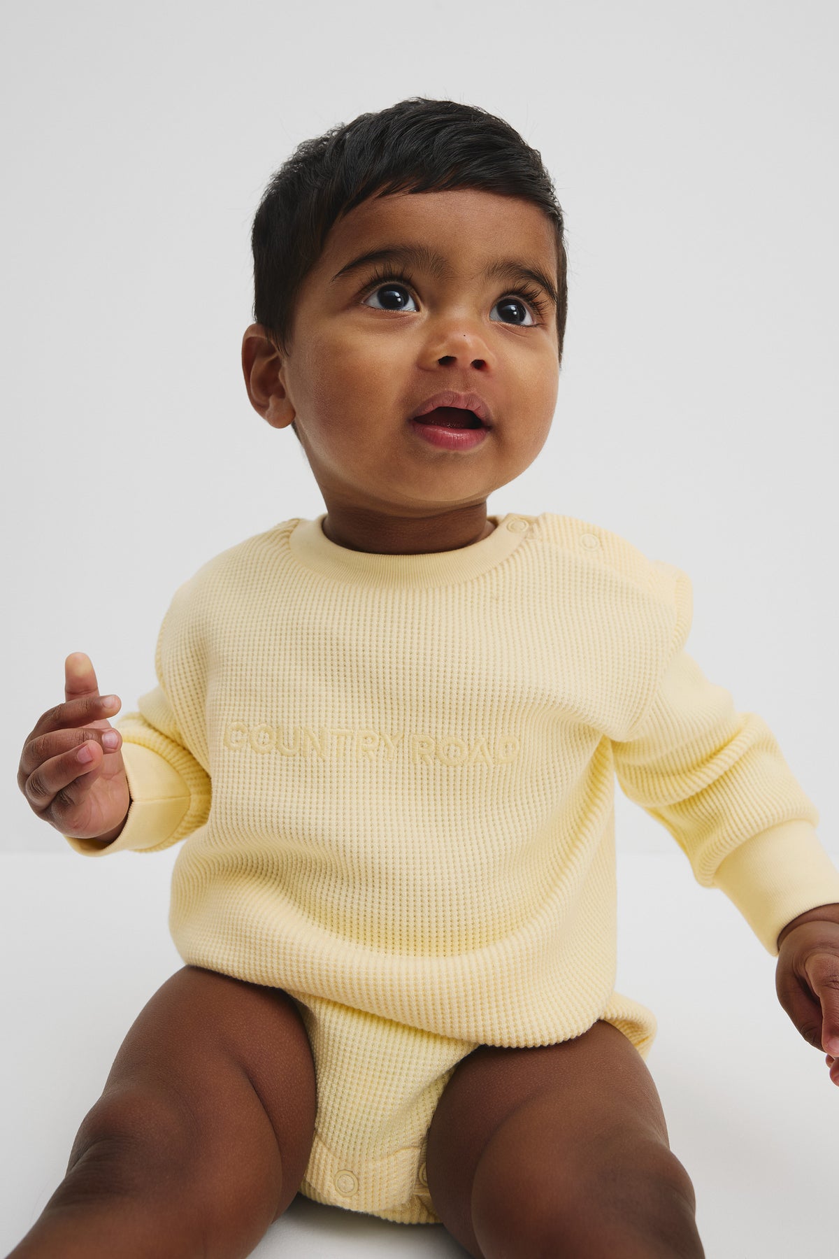 Cotton Waffle Logo Long Sleeve Bodysuit