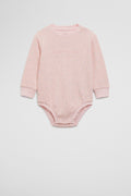Organically Grown Cotton Waffle Logo Long Sleeve Bodysuit