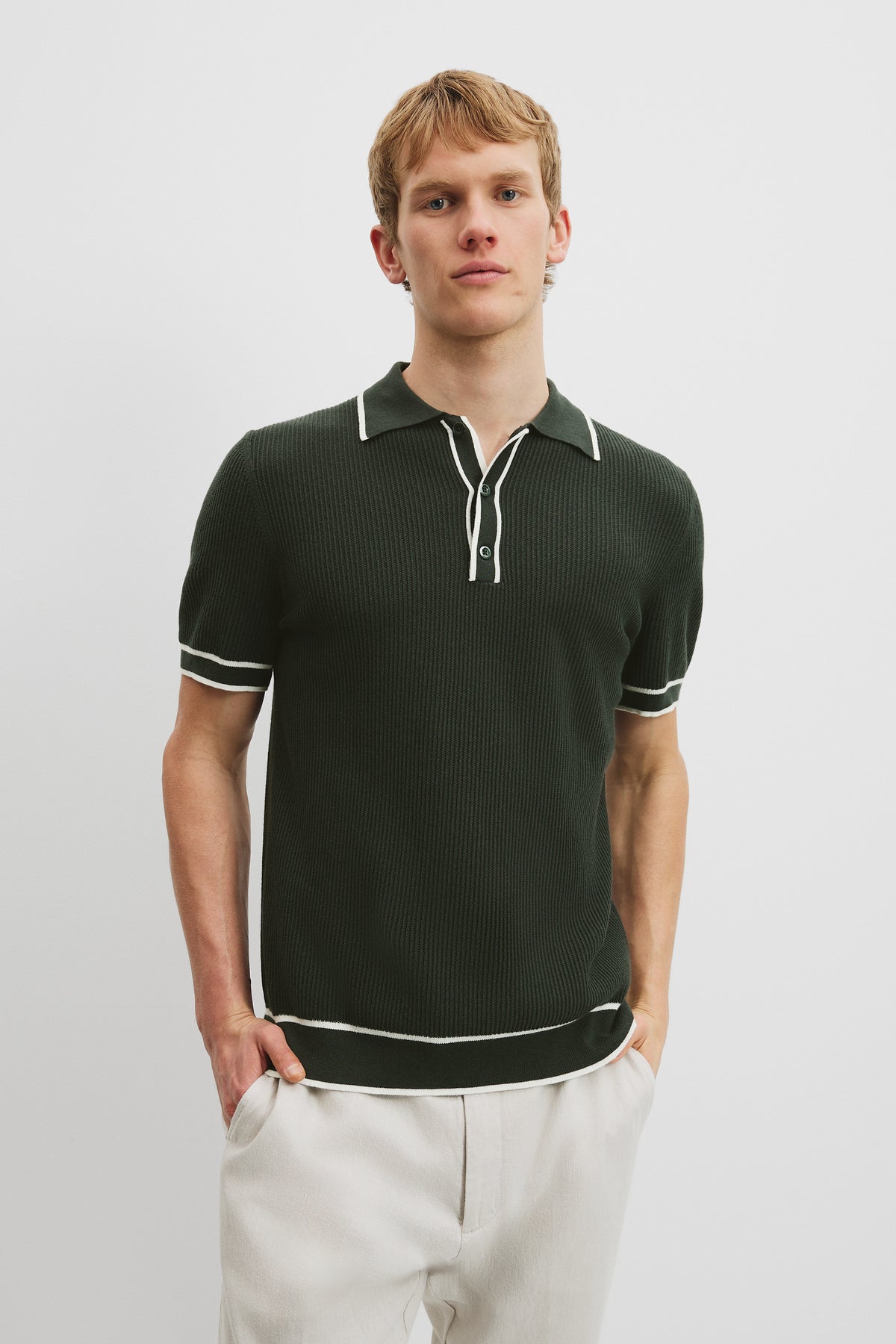 Cotton Blend Tipped Knit Polo