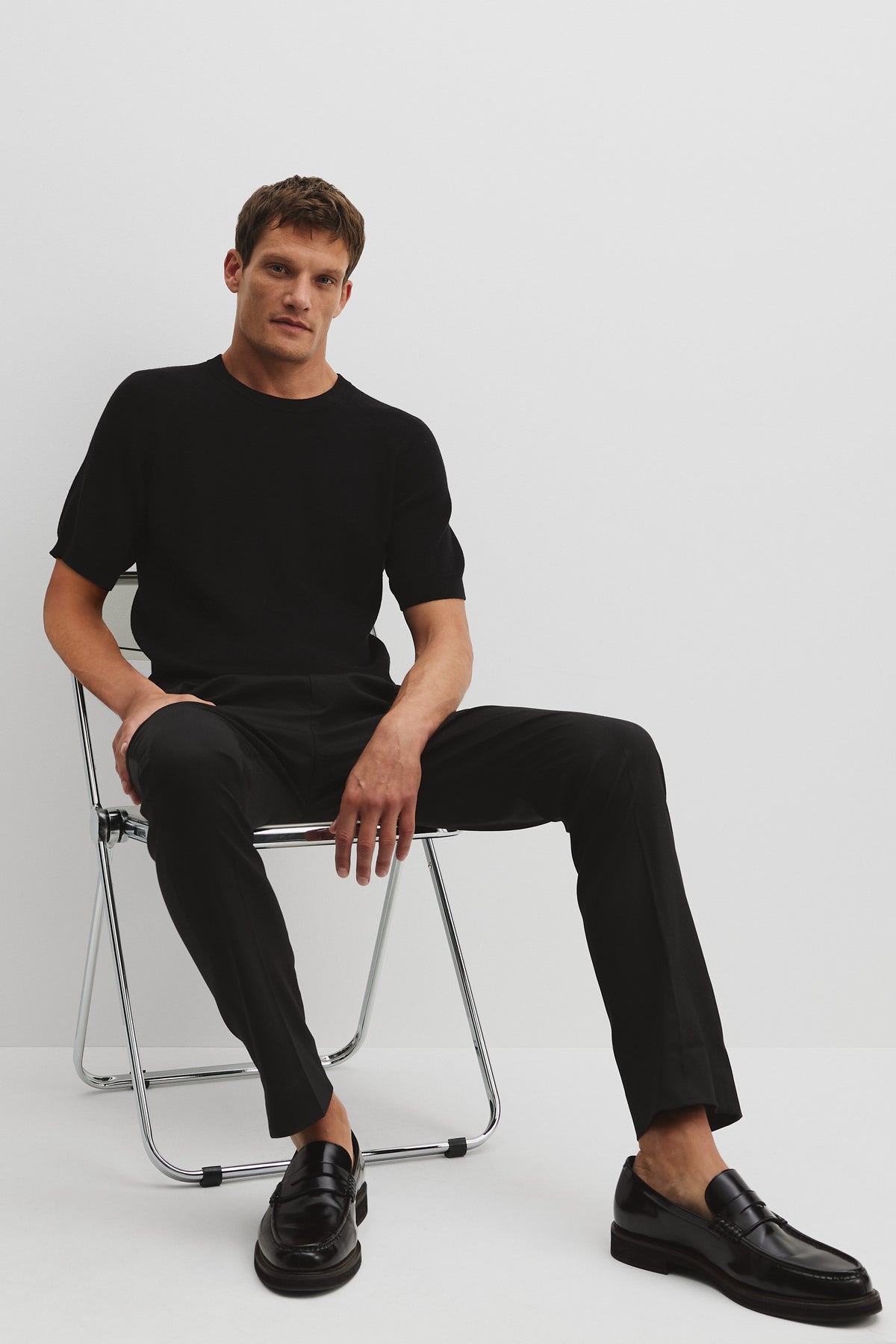 Cotton Blend Rib Knit T-Shirt