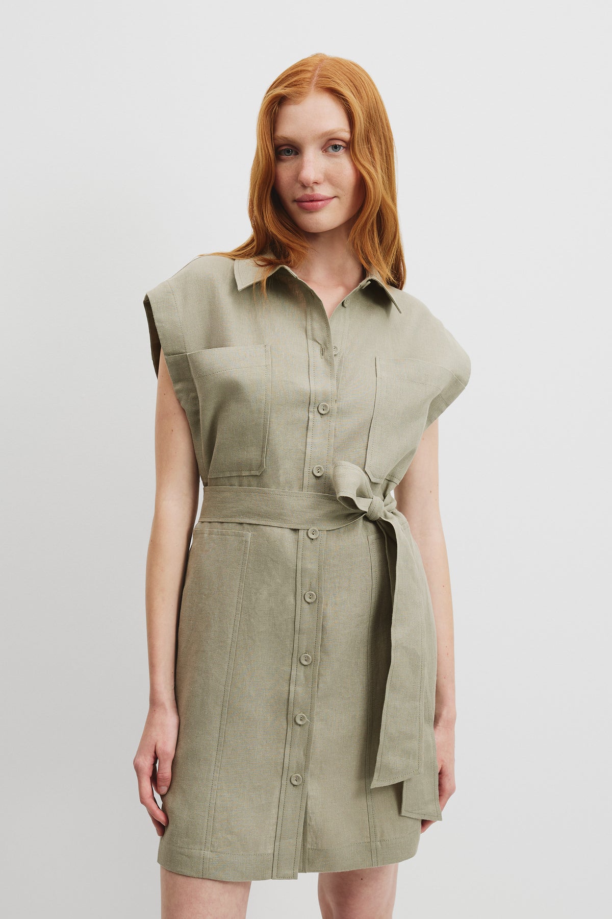 Organically Grown Linen Pocket Detail Dress