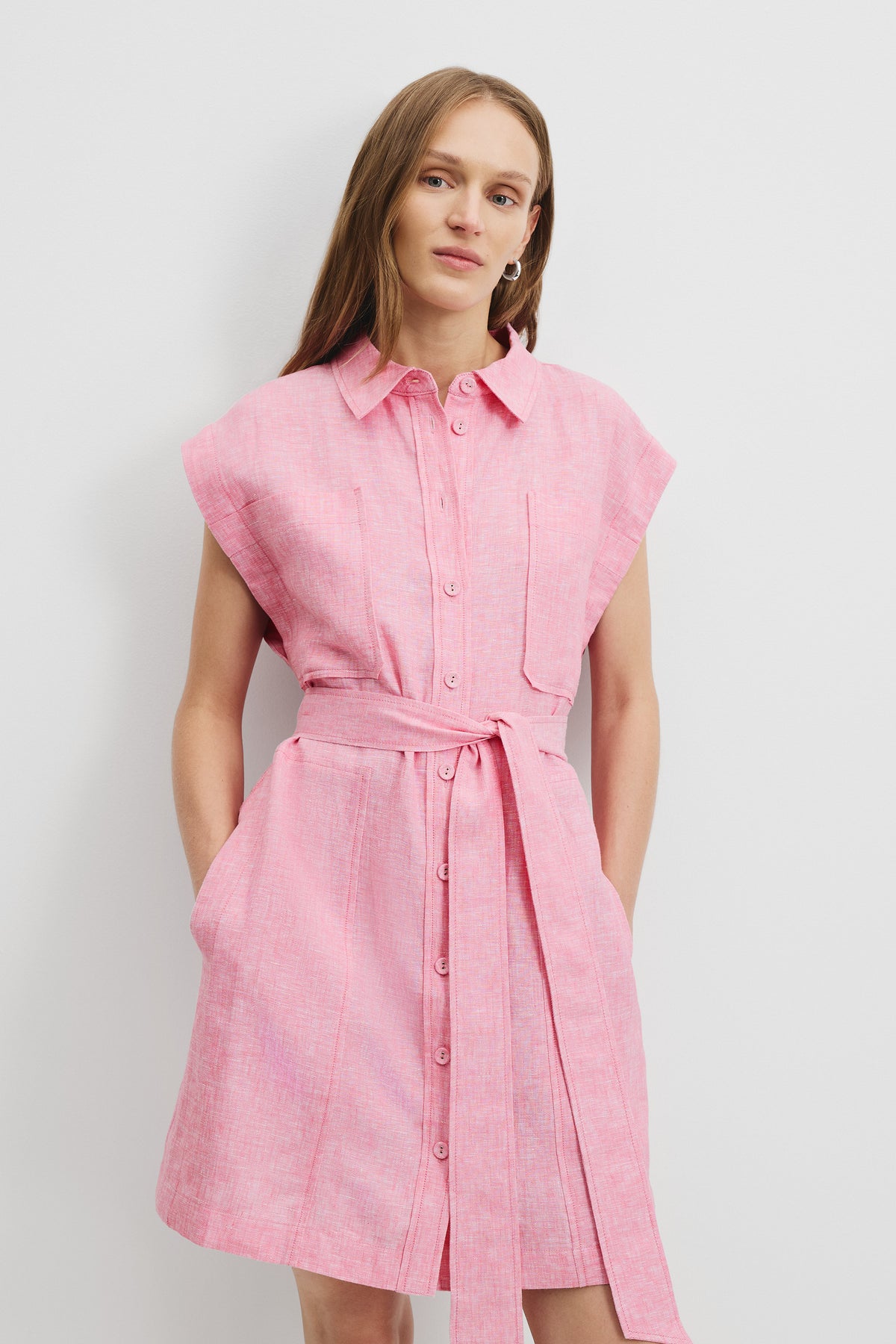 Organically Grown Linen Pocket Detail Dress