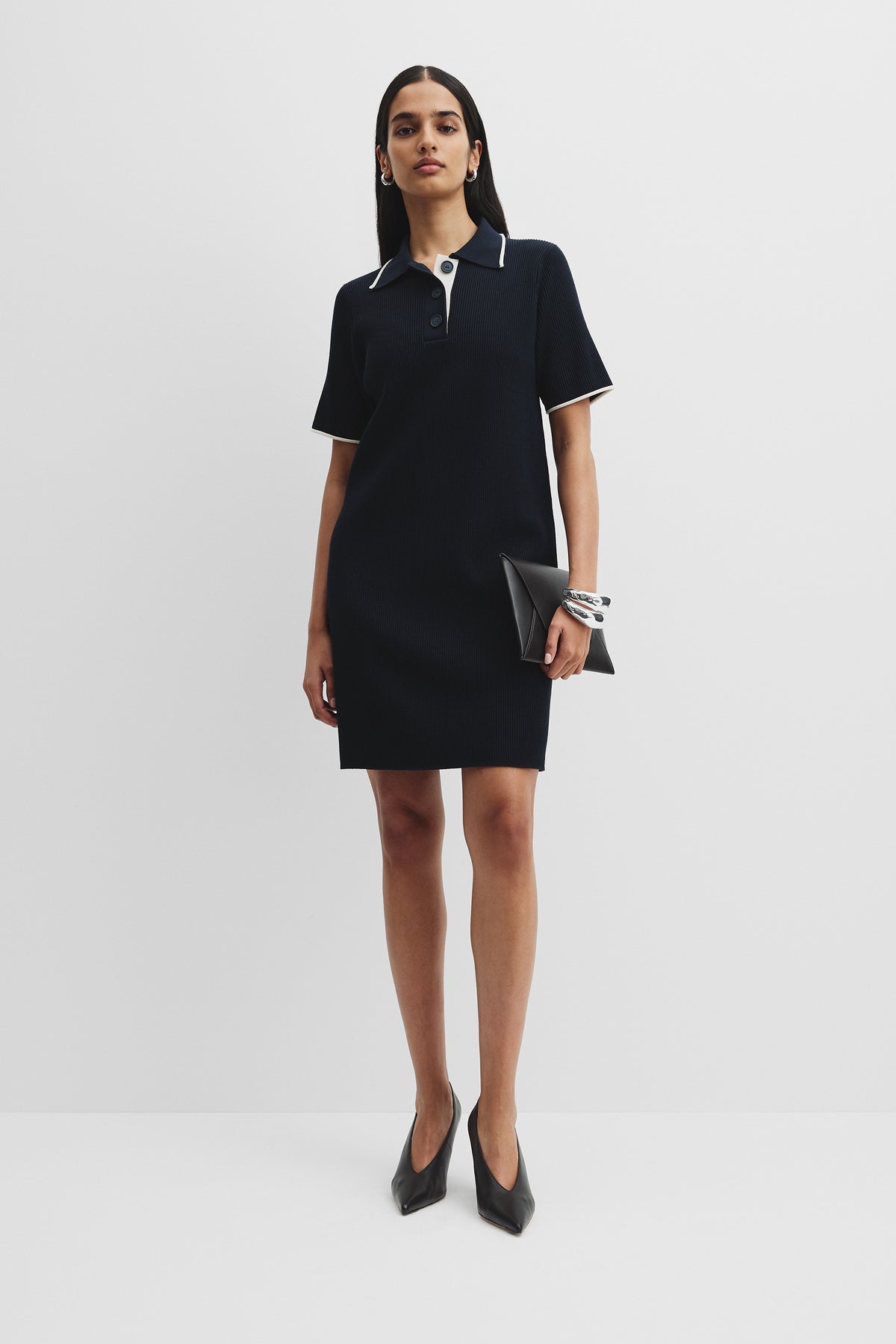 Rib Knit Polo Dress