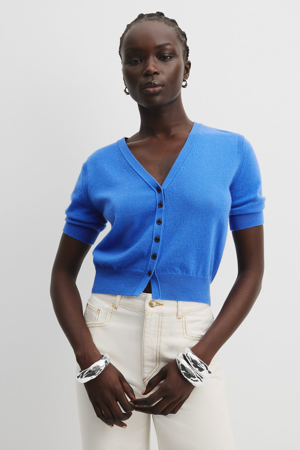 Cashmere Blend Fluffy V-Neck Cardigan
