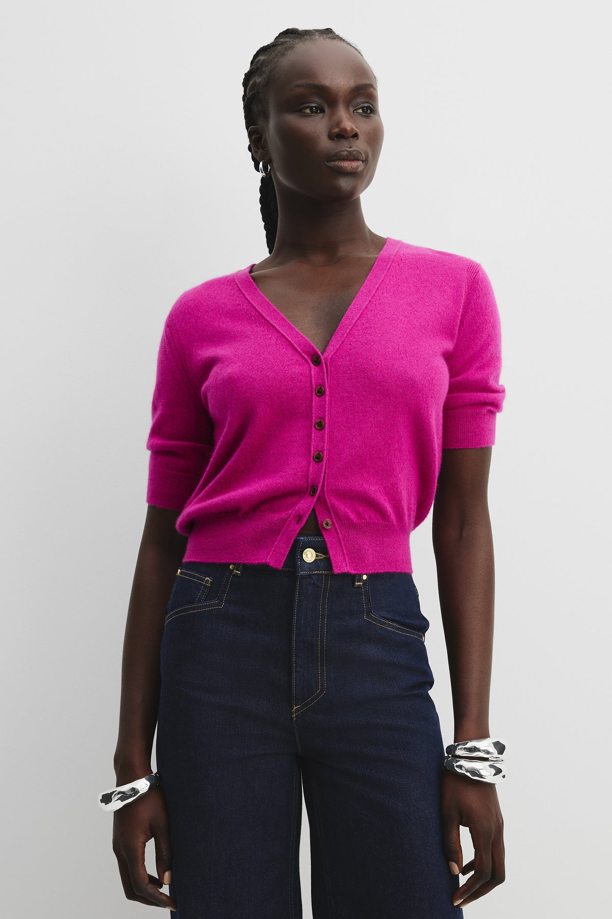 Cashmere Blend Fluffy V-Neck Cardigan
