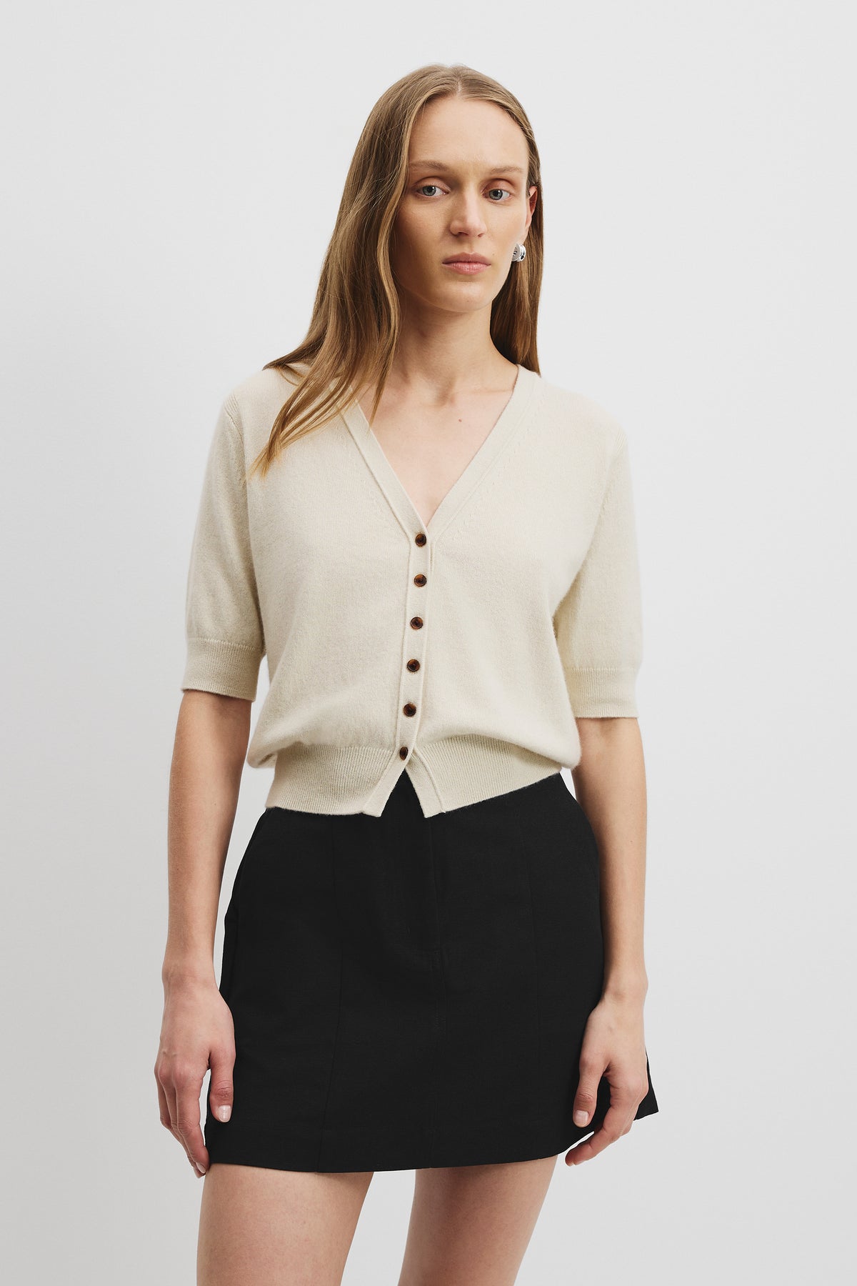 Cashmere Blend Fluffy V-Neck Cardigan