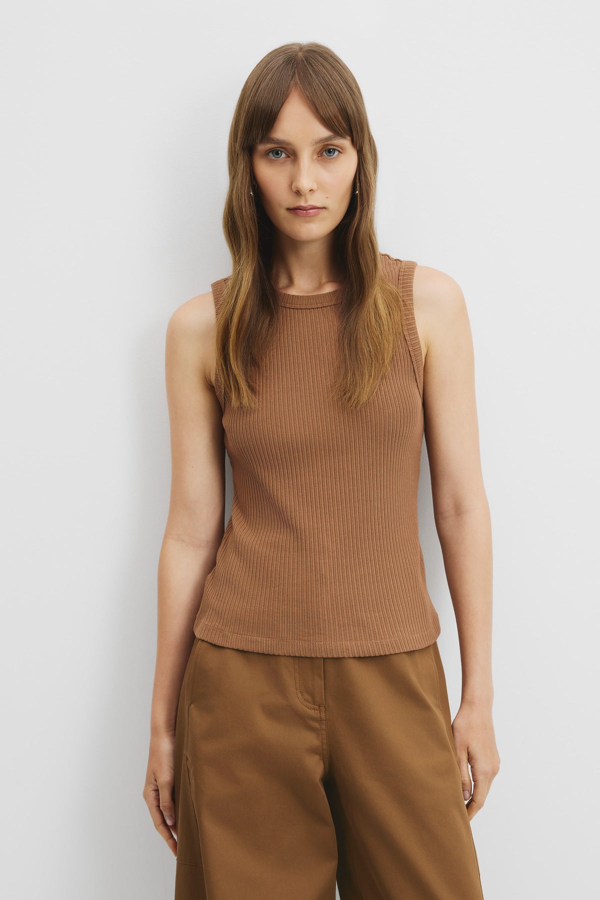 Australian Cotton Blend High Neck Rib Tank