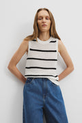 Cotton Stripe Crochet Knit Tank