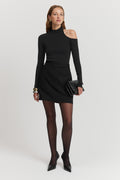 Cotton Blend Cut-Out Rib Knit