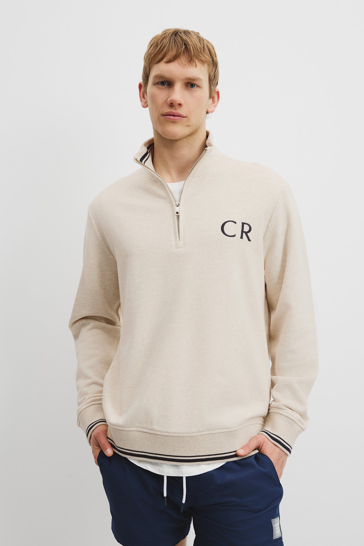 Australian Cotton Cr Logo Half Zip Sweat