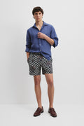 Polyester Blend Palm Check Print Swim Short