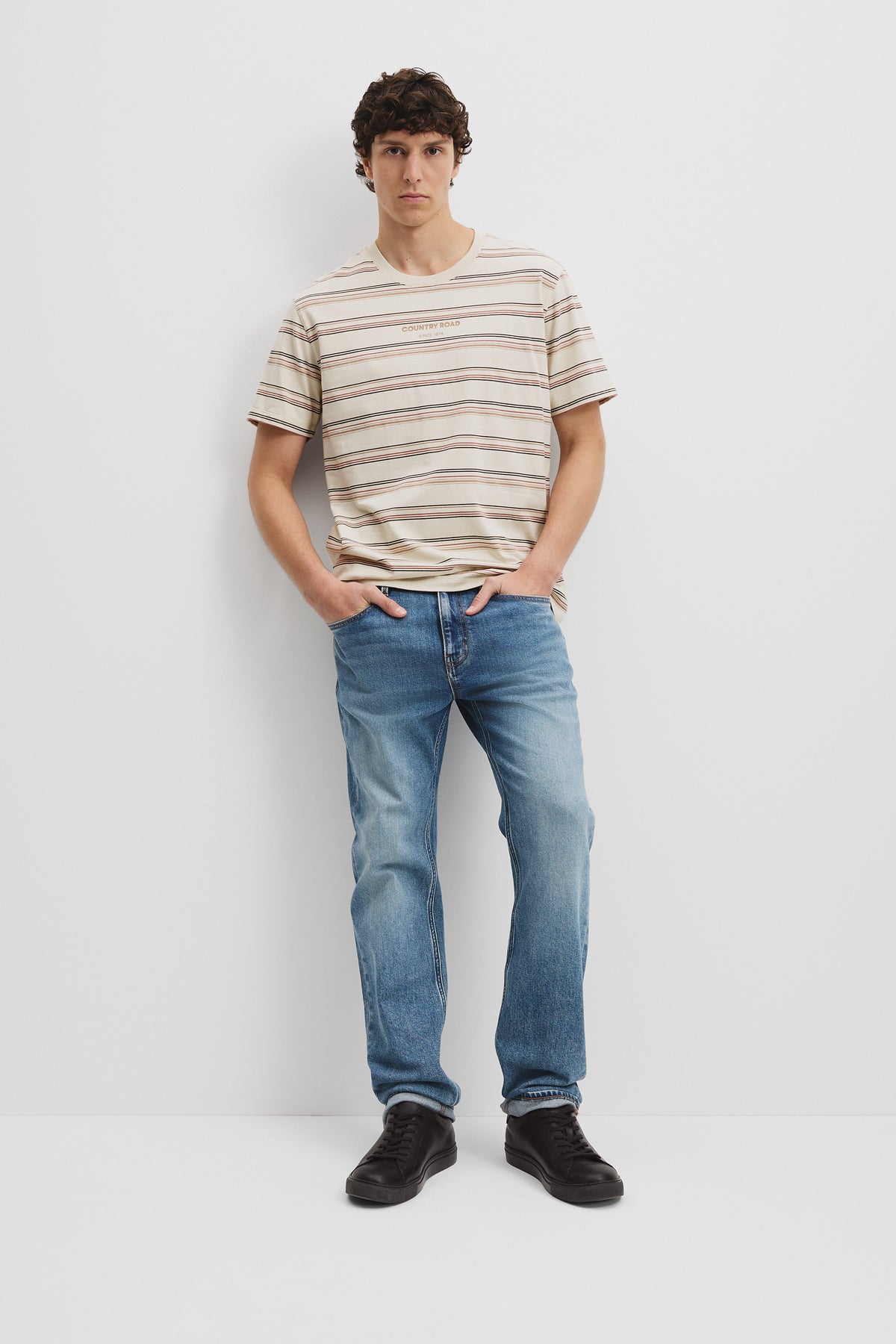 Cotton Modern Logo Stripe T-Shirt