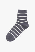 Cotton Blend Rib Quarter Crew Stripe Sock