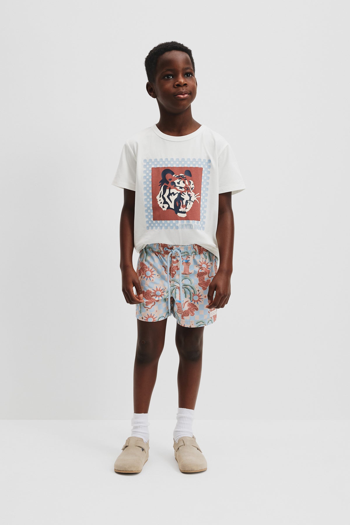 Blend Leopard Check Board Short