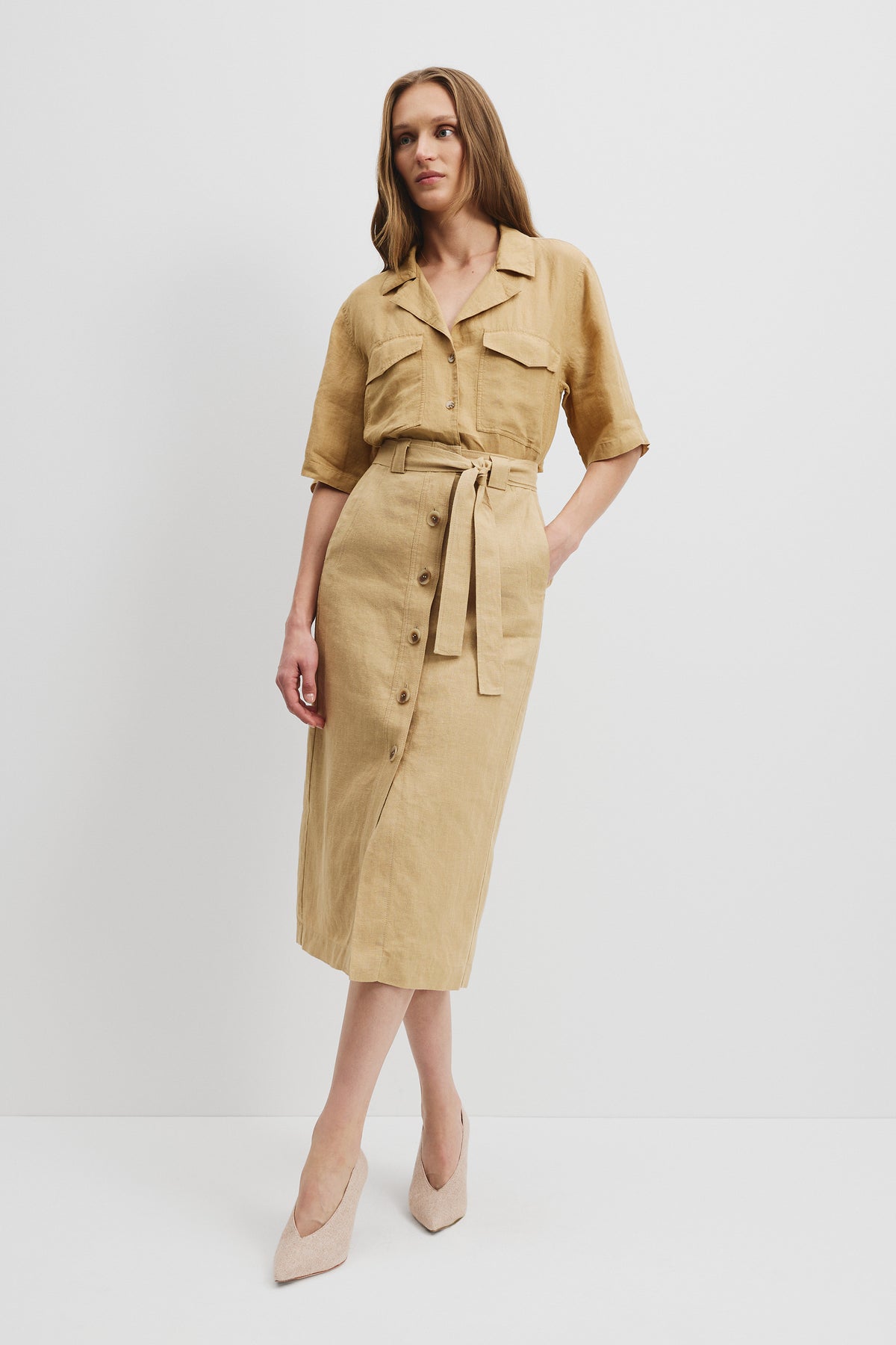 Linen Pencil Utility Skirt