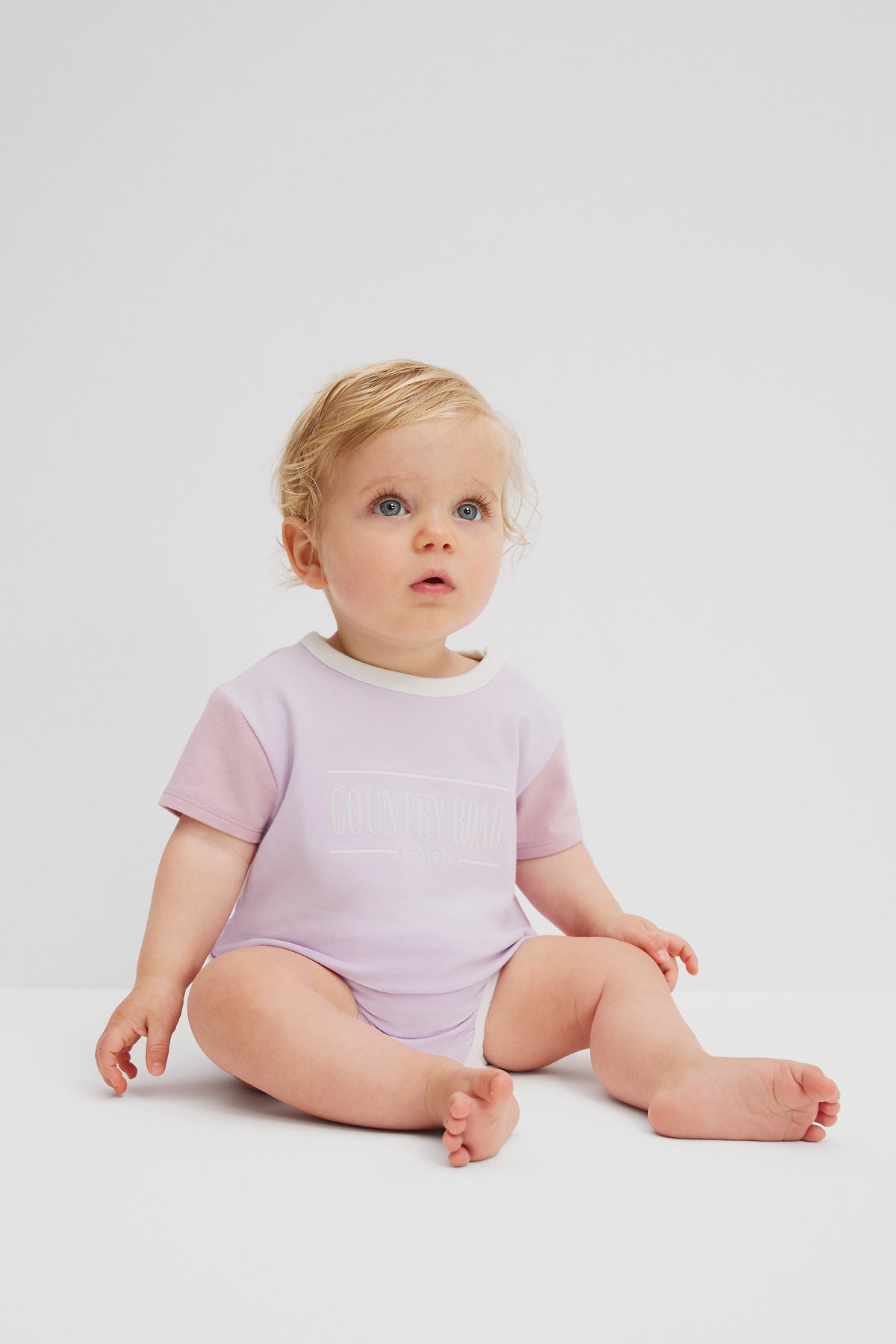 Cotton Spliced Logo Short Sleeve Bodysuit