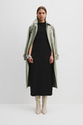 Cotton Blend Mock Neck Rib Dress