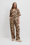 Linen Print Pull-On Pant