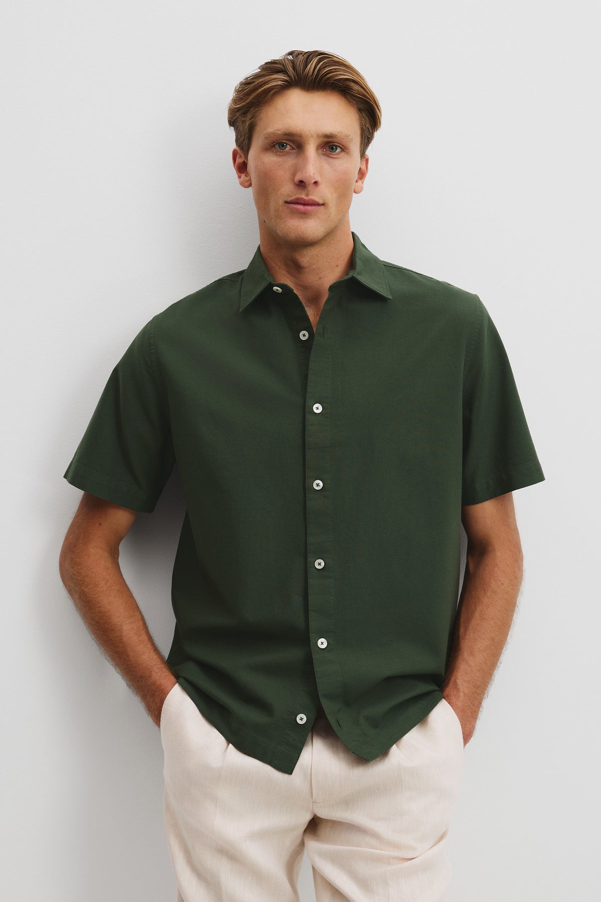 Relaxed Fit Cotton Short Sleeve Oxford Shirt