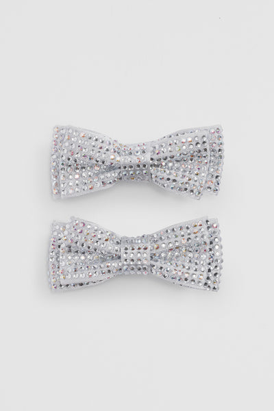 Crystal Bow Clips Pack Of 2